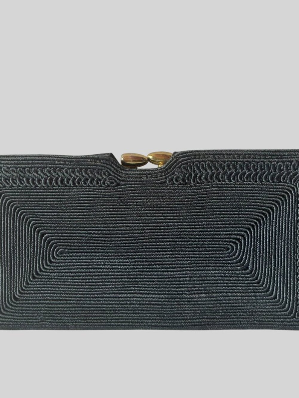 Vintage 1950s 1960s Black Corde Clutch Evening Bag Purse
